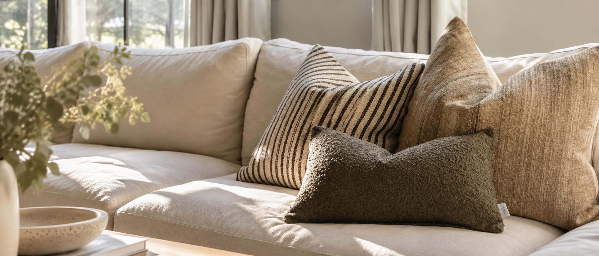 Decorative pillows in a relaxed home setting