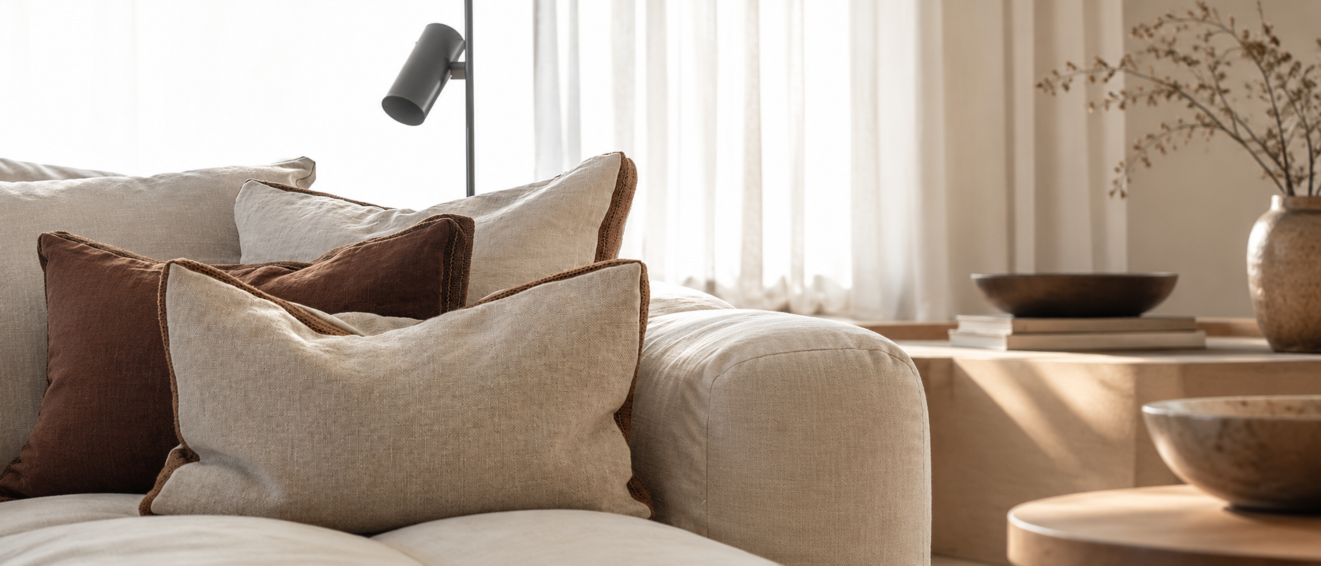 Soft home textiles and decorative cushions